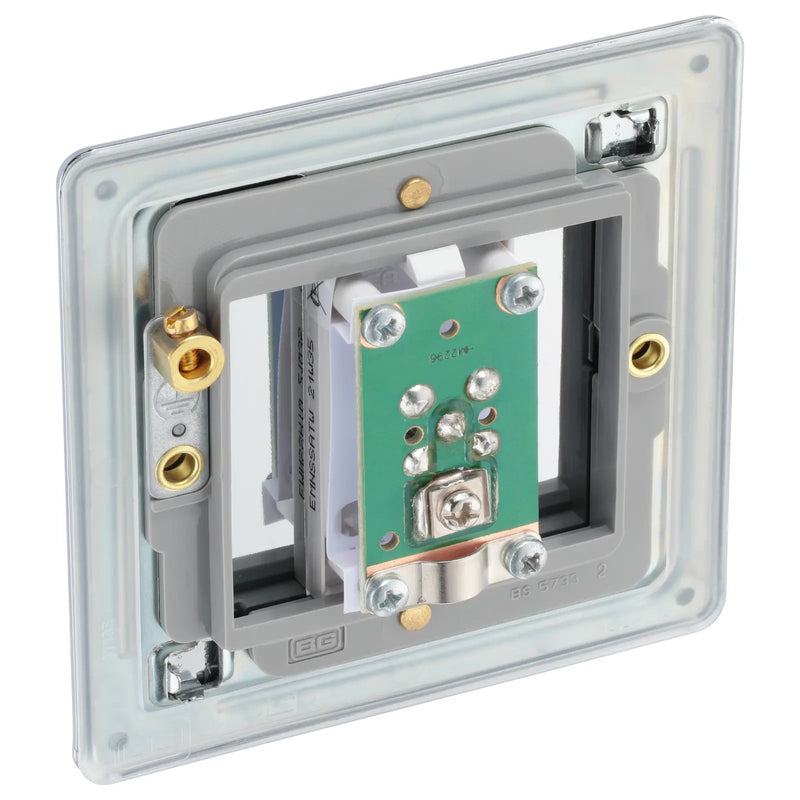 BG Electrical Flatplate Screwless Polished Chrome - Single, satellite