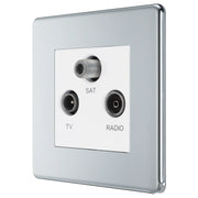 BG Electrical Flatplate Screwless Polished Chrome - Triple TV/FM/SAT triplex - screened