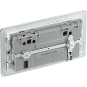 BG Electrical Flatplate Screwless Polished Chrome - Double switched single pole, with USB A + C (45W)