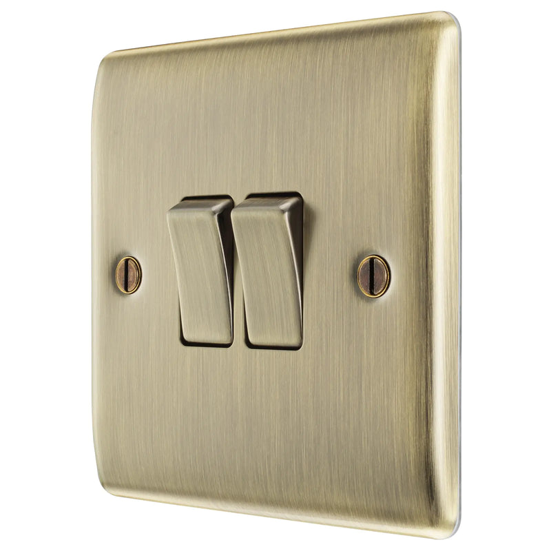 BG Electrical Nexus Metal Antique Brass - Double, 2 way switch