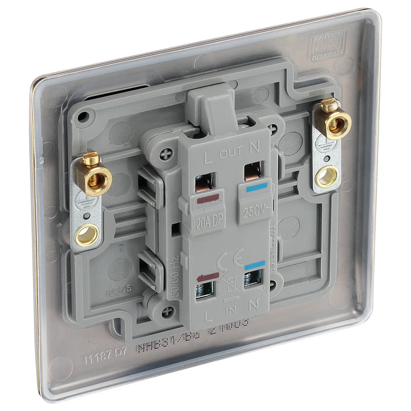 BG Electrical Nexus Metal Antique Brass - 20A, double pole, with indicator