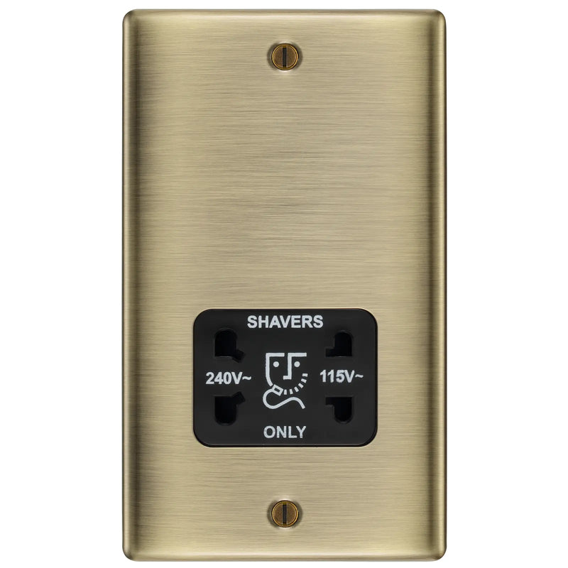 BG Electrical Nexus Metal Antique Brass - 115/240V dual voltage shaver socket