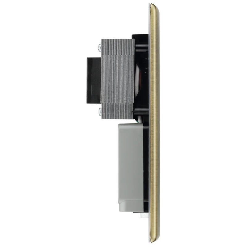 BG Electrical Nexus Metal Antique Brass - 115/240V dual voltage shaver socket