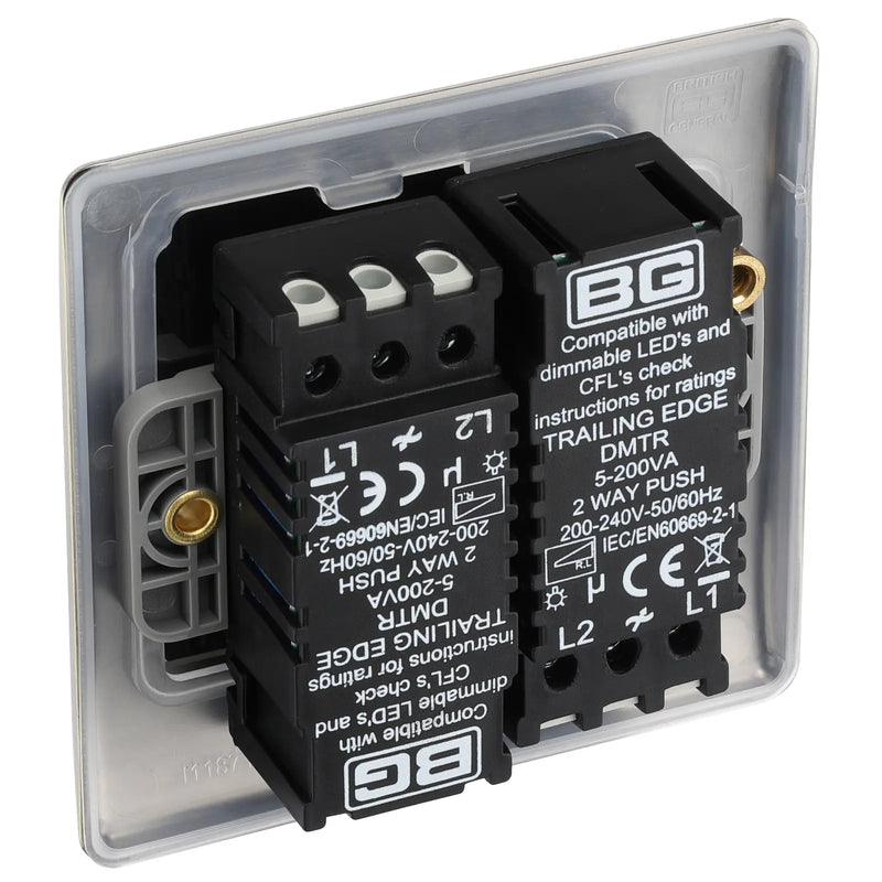 BG Electrical Nexus Metal Antique Brass - Double, 2 way push 200W