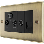 BG Electrical Nexus Metal Antique Brass - Triplex with BT outlet and co-axial return - screened