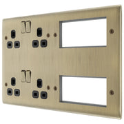 BG Electrical Nexus Metal Antique Brass - 2 x double, switched, double pole, 8 Euro Module