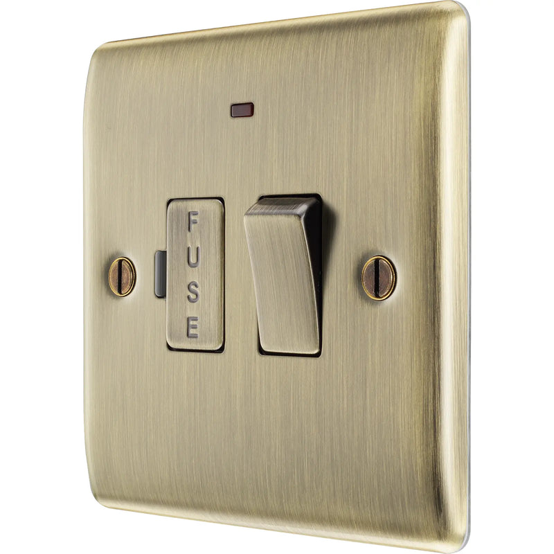 BG Electrical Nexus Metal Antique Brass - Switched and fused with indicator