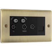 BG Electrical Nexus Metal Antique Brass - Quadplex 2 x sat, BT outlet and co-ax returned - screened