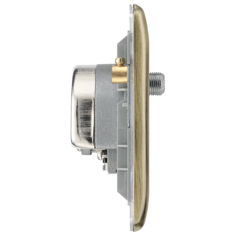 BG Electrical Nexus Metal Antique Brass - Quadplex 2 x sat, BT outlet and co-ax returned - screened