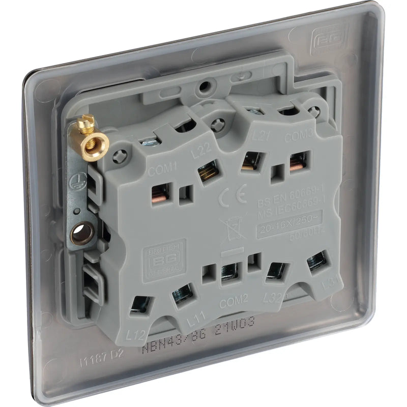 BG Electrical Nexus Metal Black Nickel - Triple, 2 way switch