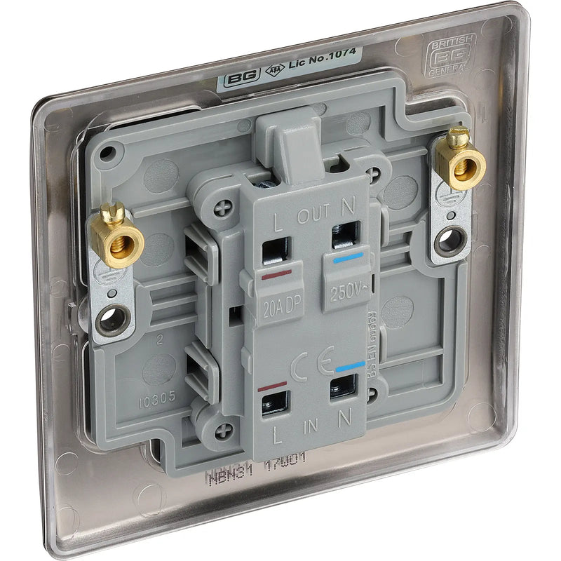 BG Electrical Nexus Metal Black Nickel - 20A, double pole, with indicator