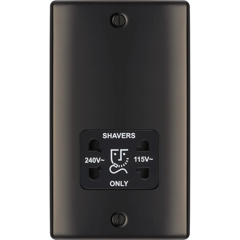 BG Electrical Nexus Metal Black Nickel - 115/240V dual voltage shaver socket