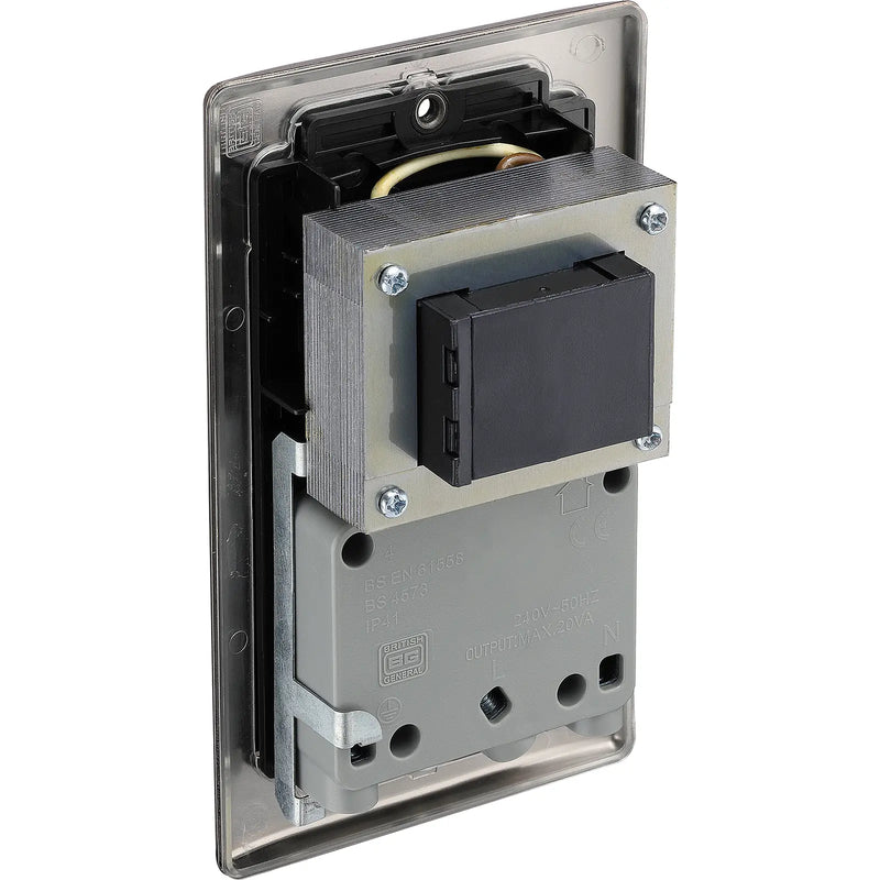 BG Electrical Nexus Metal Black Nickel - 115/240V dual voltage shaver socket