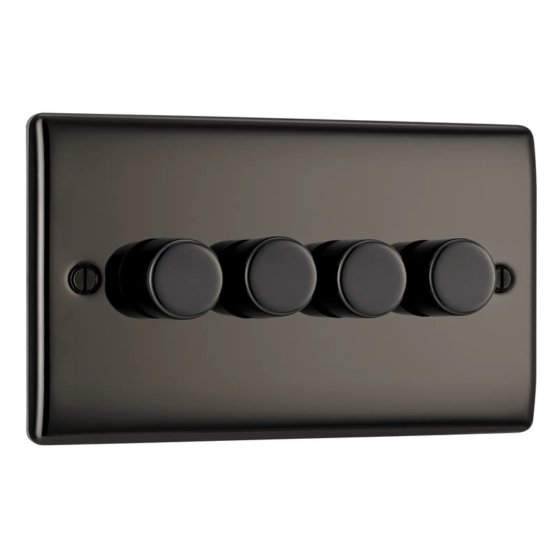 BG Electrical Nexus Metal Black Nickel - Quadruple, 2 way push 200W