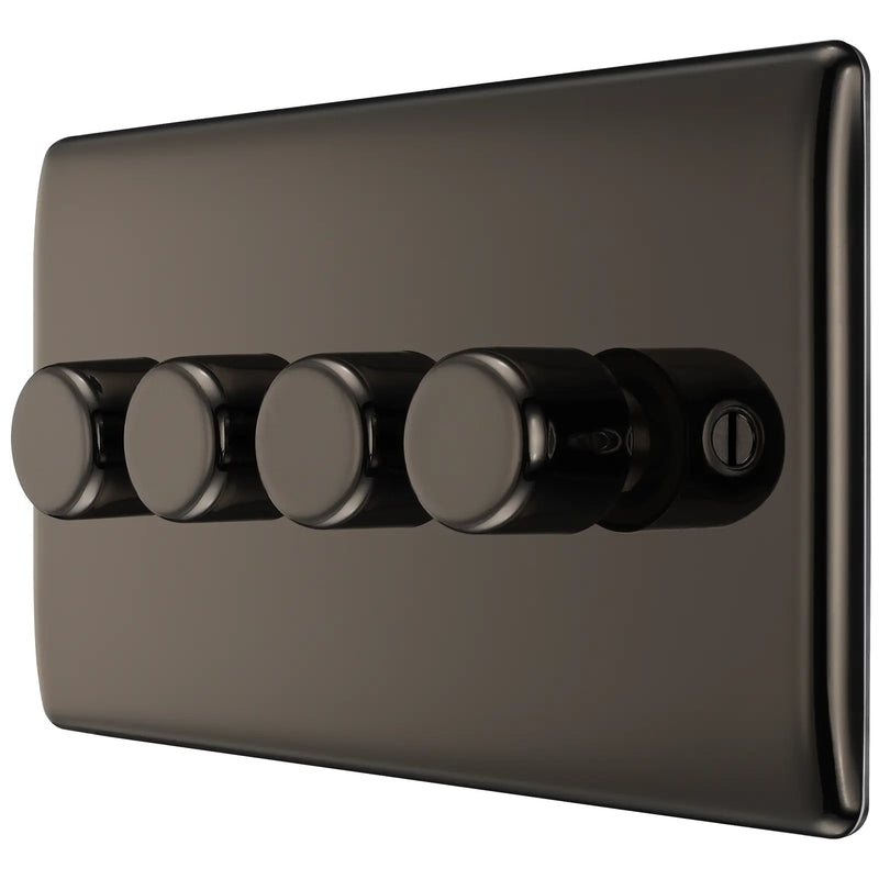 BG Electrical Nexus Metal Black Nickel - Quadruple, 2 way push 200W