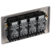 BG Electrical Nexus Metal Black Nickel - Quadruple, 2 way push 200W