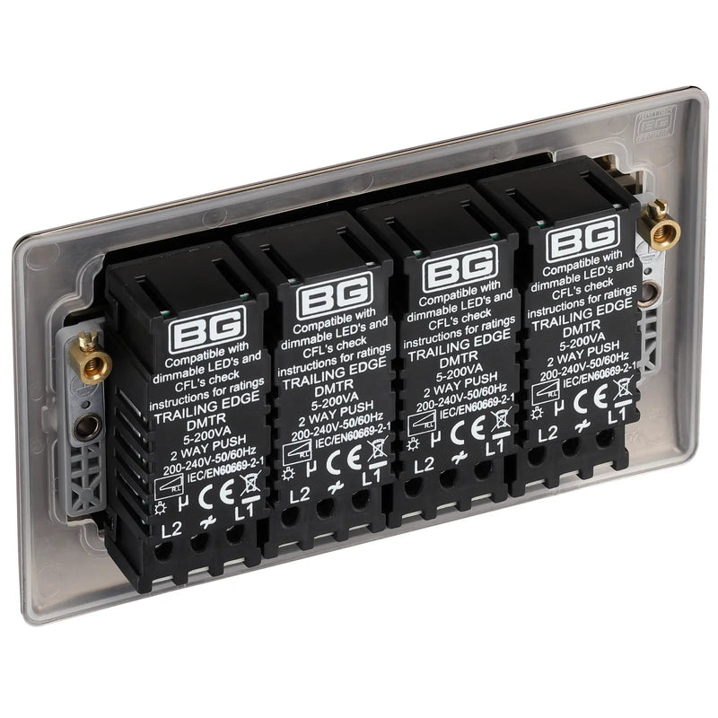 BG Electrical Nexus Metal Black Nickel - Quadruple, 2 way push 200W