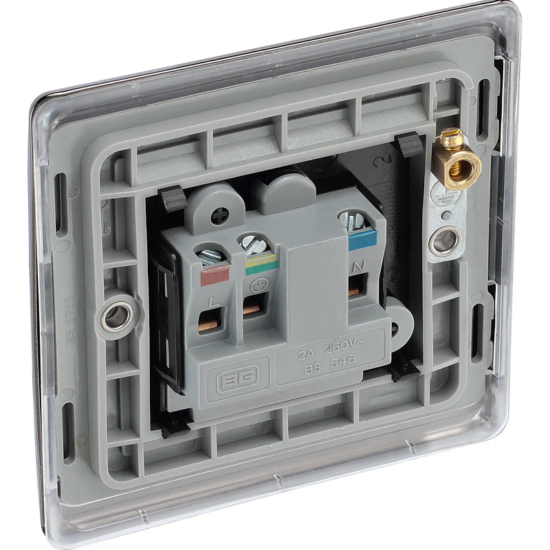 BG Electrical Nexus Metal Black Nickel - 2A, Single, unswitched, round pin