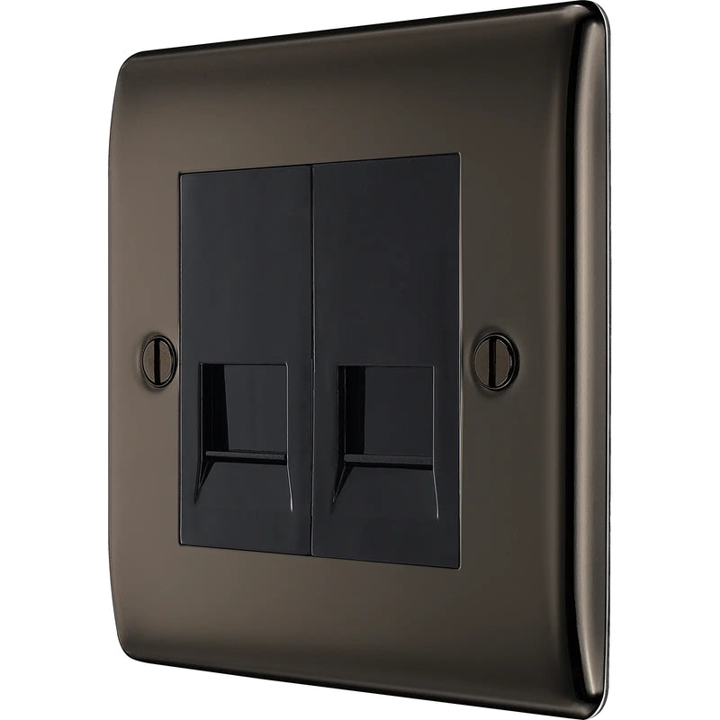 BG Electrical Nexus Metal Black Nickel - Double, telephone socket, secondary