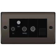 BG Electrical Nexus Metal Black Nickel - Triplex with BT outlet and co-axial return - screened