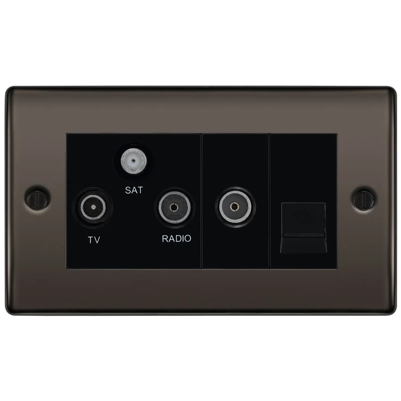 BG Electrical Nexus Metal Black Nickel - Triplex with BT outlet and co-axial return - screened