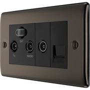 BG Electrical Nexus Metal Black Nickel - Triplex with BT outlet and co-axial return - screened