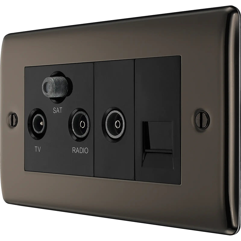 BG Electrical Nexus Metal Black Nickel - Triplex with BT outlet and co-axial return - screened