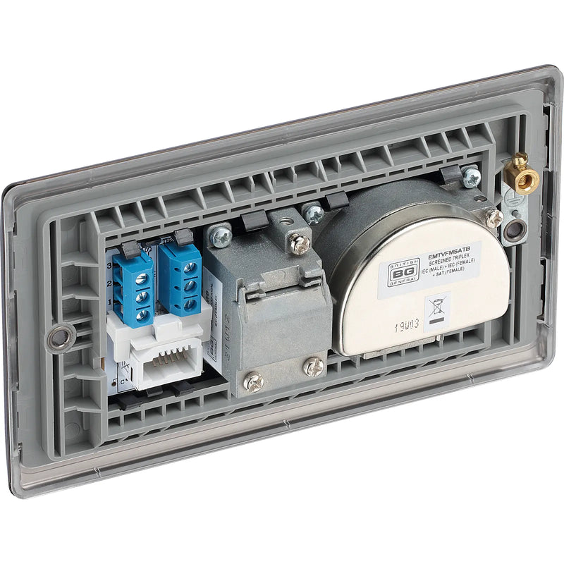 BG Electrical Nexus Metal Black Nickel - Triplex with BT outlet and co-axial return - screened