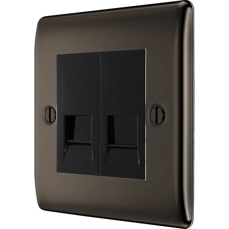 BG Electrical Nexus Metal Black Nickel - Double, RJ11 telephone socket