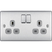 BG Electrical Nexus Metal Brushed Steel - Double, switched, double pole