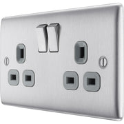 BG Electrical Nexus Metal Brushed Steel - Double, switched, double pole