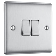 BG Electrical Nexus Metal Brushed Steel - Double, 2 way switch
