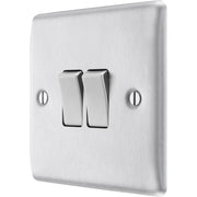 BG Electrical Nexus Metal Brushed Steel - Double, 2 way switch