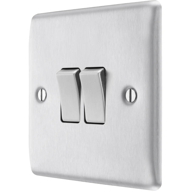 BG Electrical Nexus Metal Brushed Steel - Double, 2 way switch