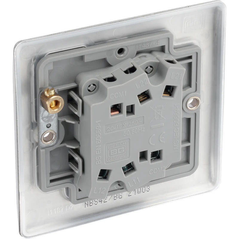 BG Electrical Nexus Metal Brushed Steel - Double, 2 way switch