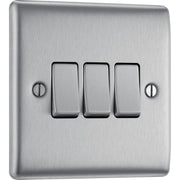 BG Electrical Nexus Metal Brushed Steel - Triple, 2 way switch
