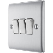 BG Electrical Nexus Metal Brushed Steel - Triple, 2 way switch