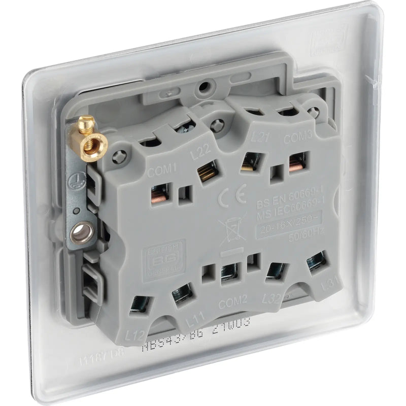 BG Electrical Nexus Metal Brushed Steel - Triple, 2 way switch