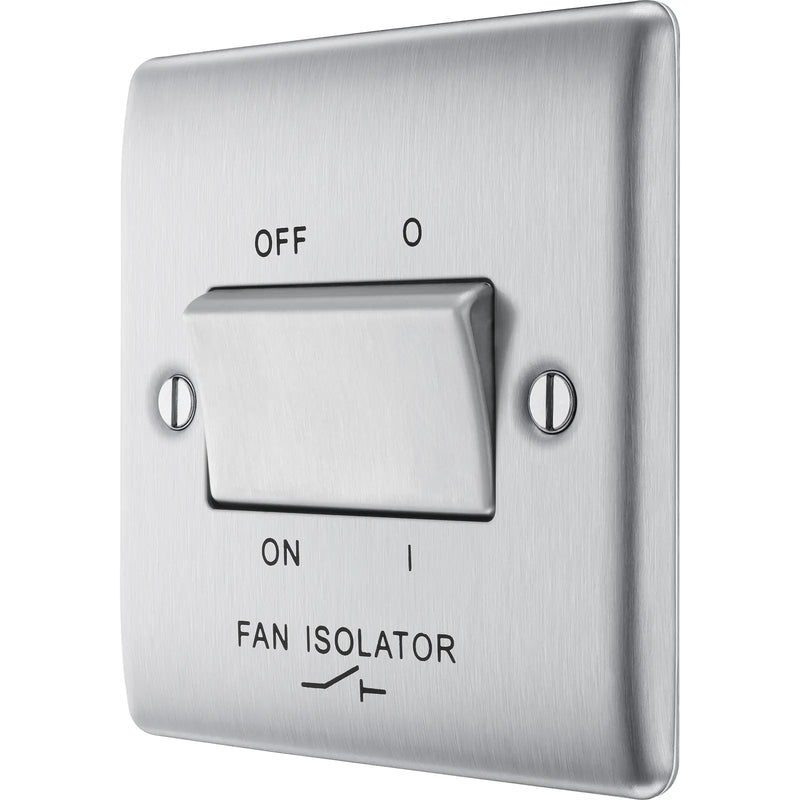 BG Electrical Nexus Metal Brushed Steel - Triple pole fan isolator