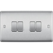 BG Electrical Nexus Metal Brushed Steel - Quadruple, 2 way switch