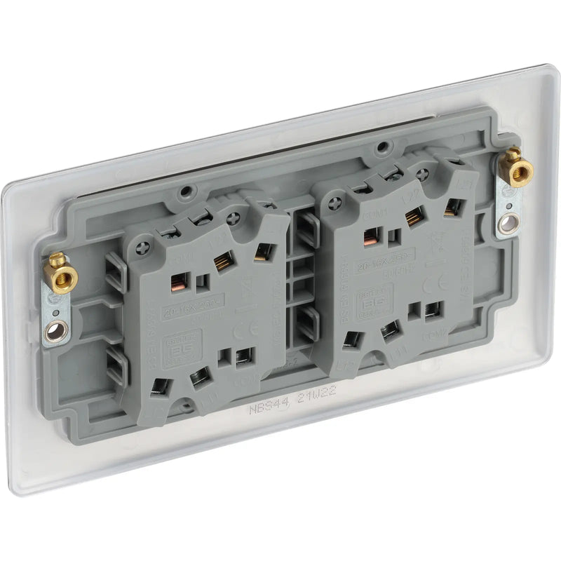 BG Electrical Nexus Metal Brushed Steel - Quadruple, 2 way switch