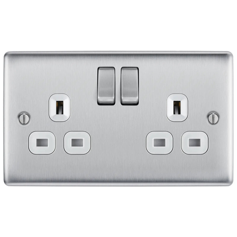 BG Electrical Nexus Metal Brushed Steel - Double, switched, double pole