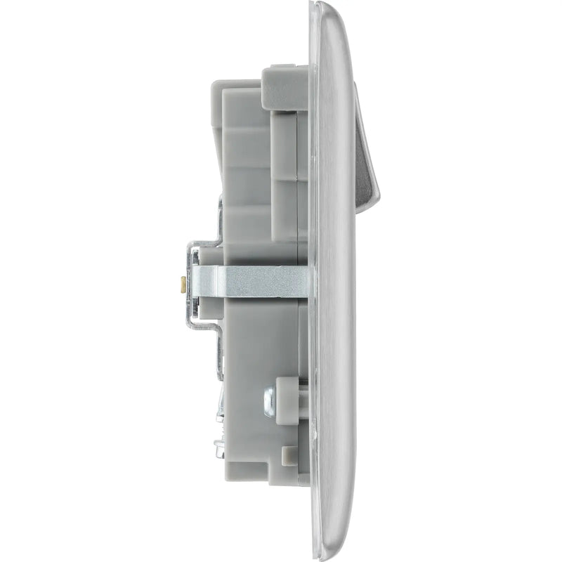 BG Electrical Nexus Metal Brushed Steel - Double switched single pole, with USB A + C (45W)