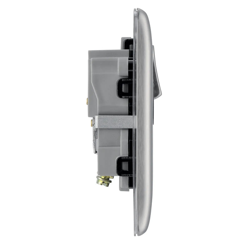 BG Electrical Nexus Metal Brushed Steel - Single switched, double pole