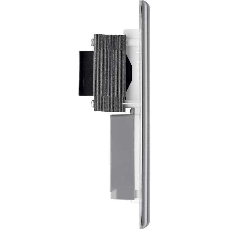 BG Electrical Nexus Metal Brushed Steel - 115/240V dual voltage shaver socket