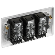 BG Electrical Nexus Metal Brushed Steel - Triple, 2 way push 200W