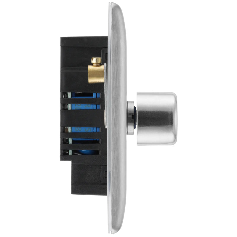 BG Electrical Nexus Metal Brushed Steel - Triple, 2 way push 200W