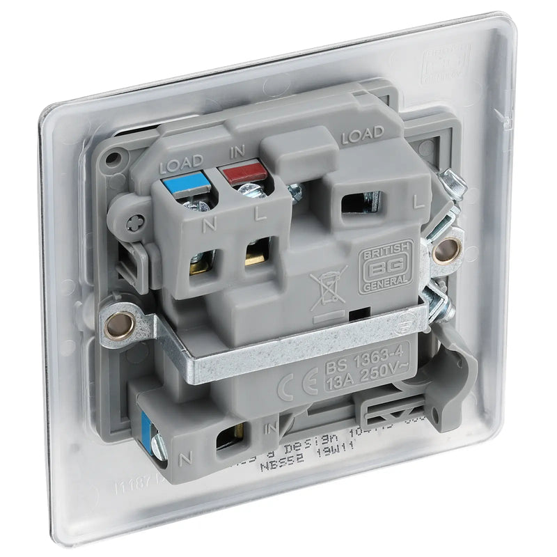 BG Electrical Nexus Metal Brushed Steel - Switched and fused with indicator