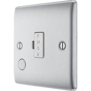 BG Electrical Nexus Metal Brushed Steel - Unswitched and fused with flex outlet