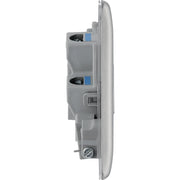 BG Electrical Nexus Metal Brushed Steel - Unswitched and fused with flex outlet